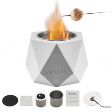 VEVOR Braciere da Tavolo,Tavolo in Cemento Caminetto Decorazione per Interni Esterni, Bruciatore Portatile ad Alcol denaturato Smores Maker, Mini Braciere Patio Balcone con Estintore Chiaro Grigio