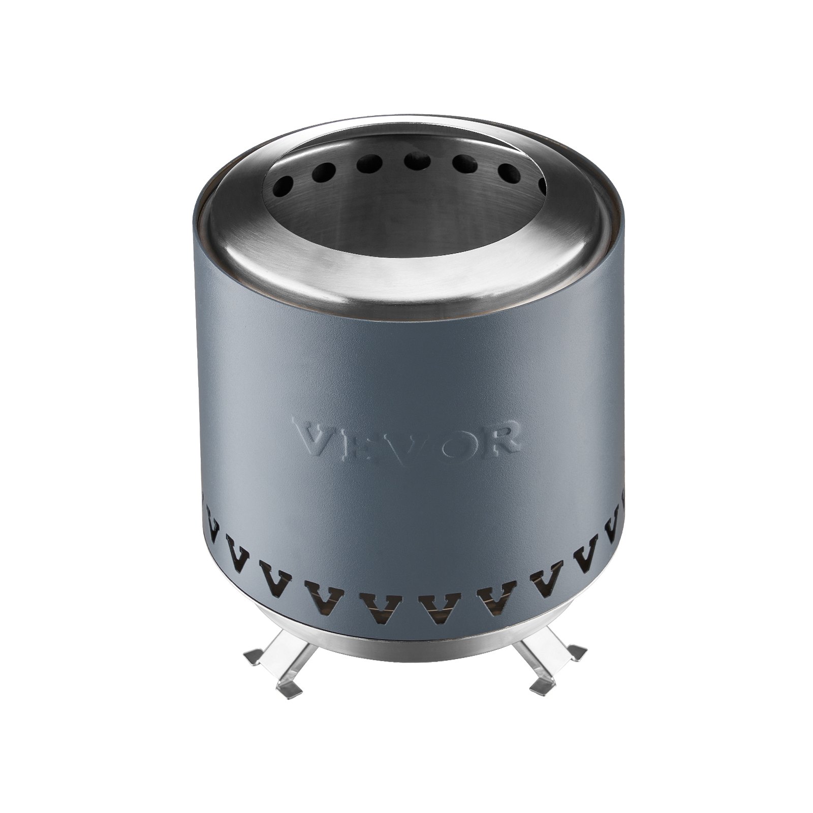 VEVOR Braciere da Tavolo, Caminetto da Tavolo per Interni Esterni in Acciaio Inox 0,89 kg, Bruciatore Portatile ad Alcool, Creatore di Smores, Campeggio, Patio con Borsa di Stoccaggio, Cilindro Blu
