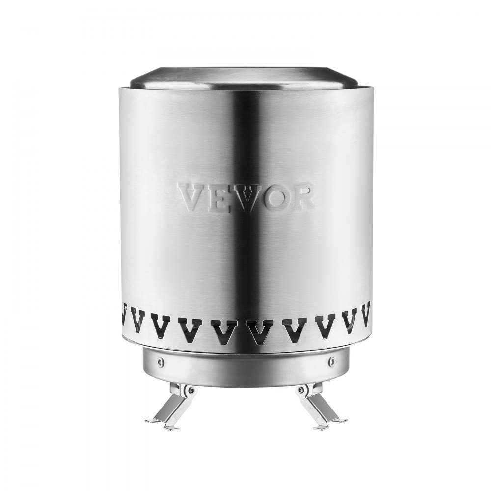 VEVOR Braciere da Tavolo Baricentro Basso, Caminetto in Acciaio Inox per Interni Esterni 1,46 L, Bruciatore ad Alcool Denaturato, a Legna o a Pellet per Campeggio, Patio Cilindro 0,89 kg Argento