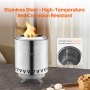 VEVOR Braciere da Tavolo Baricentro Basso, Caminetto in Acciaio Inox per Interni Esterni 1,46 L, Bruciatore ad Alcool Denaturato, a Legna o a Pellet per Campeggio, Patio Cilindro 0,89 kg Argento