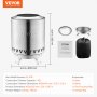VEVOR Braciere da Tavolo Baricentro Basso, Caminetto in Acciaio Inox per Interni Esterni 1,46 L, Bruciatore ad Alcool Denaturato, a Legna o a Pellet per Campeggio, Patio Cilindro 0,89 kg Argento