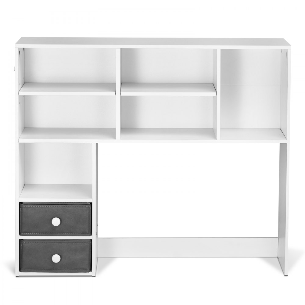 VEVOR Libreria da Scrivania, Organizer per Scrivania a 3 Ripiani, 94 x 25,4 x 79,2 cm Scaffale per Ufficio in Legno, Libreria da Scrivania con Due Cassetti in Tessuto, per Ufficio Dormitorio, Bianco