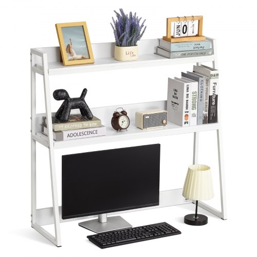 Organizer Da Scrivania Regolabile Jerry & Maggie In Legno Bianco: Espositore A Doppia H Per Libri E Documenti, 30x35x15 Cm