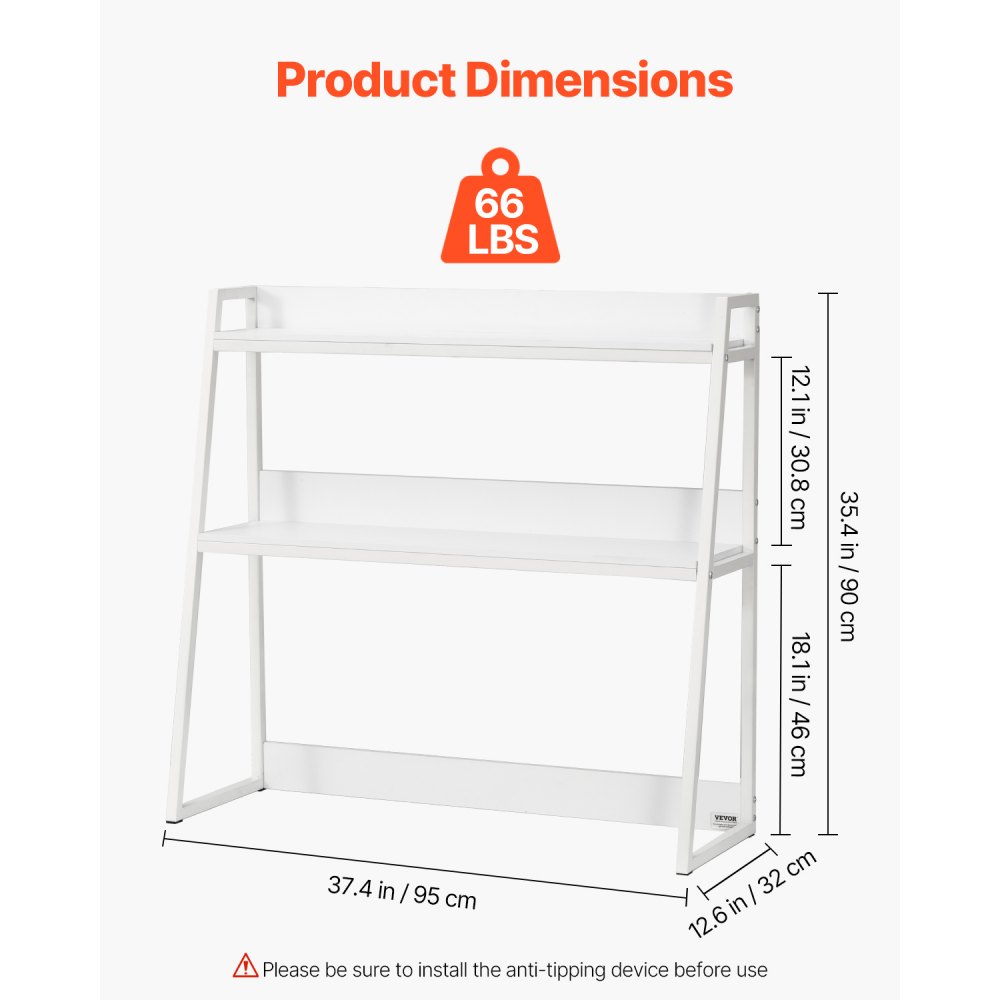 VEVOR Libreria da Scrivania, Organizer per Scrivania a 2 Ripiani 95 x 32 x 90 cm, Scaffale Espositivo per Scrivania, Libreria da Scrivania con Piedini Antiscivolo, per Ufficio Casa Dormitorio, Bianco