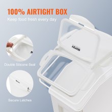 VEVOR Contenitori per Alimenti da Cucina 15 L x 2, Contenitore Coperchio Trasparente PP a Ruote, Contenitore Ermetico per Riso, Farina, Zucchero, Legumi, Frutta Secca, Cibo per Animali Domestici