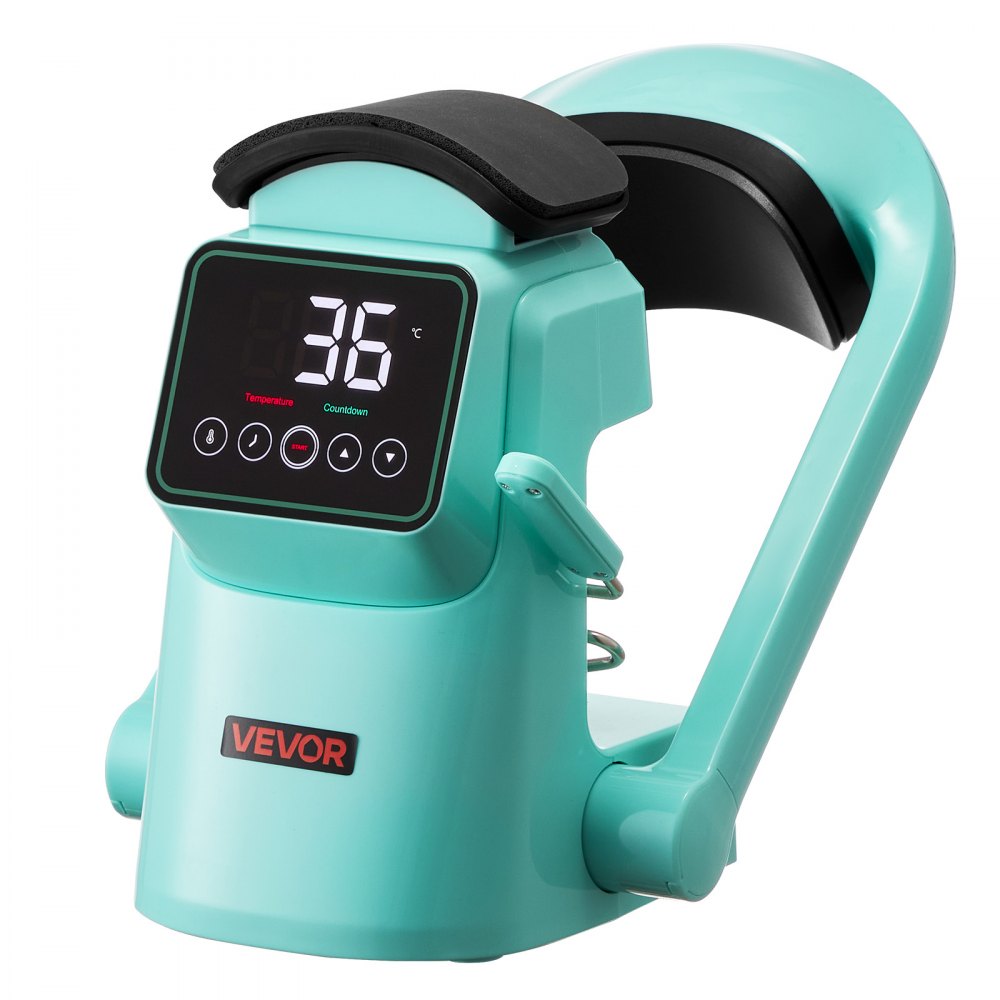 VEVOR Macchina per Pressa a Caldo 350W per Cappelli con 2 Piastre Intercambiabili, Apertura Rilascio Automatici, Touchscreen per Controllo Tempo Temperatura, Stampa a Termico per Cappellini, Verde