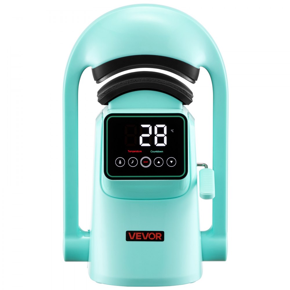 VEVOR Macchina per Pressa a Caldo 350W per Cappelli con 2 Piastre Intercambiabili, Apertura Rilascio Automatici, Touchscreen per Controllo Tempo Temperatura, Stampa a Termico per Cappellini, Verde