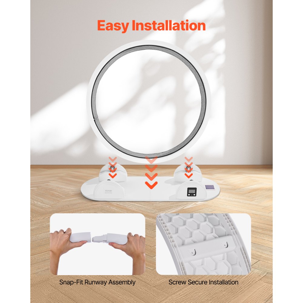 VEVOR Ruota per Esercizi per Gatti con Contapassi, 1038 mm Ruota per Correre con Freno Pista in Moquette per Gatti da Interno Sotto 13,6 kg Attrezzo per Esercizi per Gatti per Animali Domestici Bianco