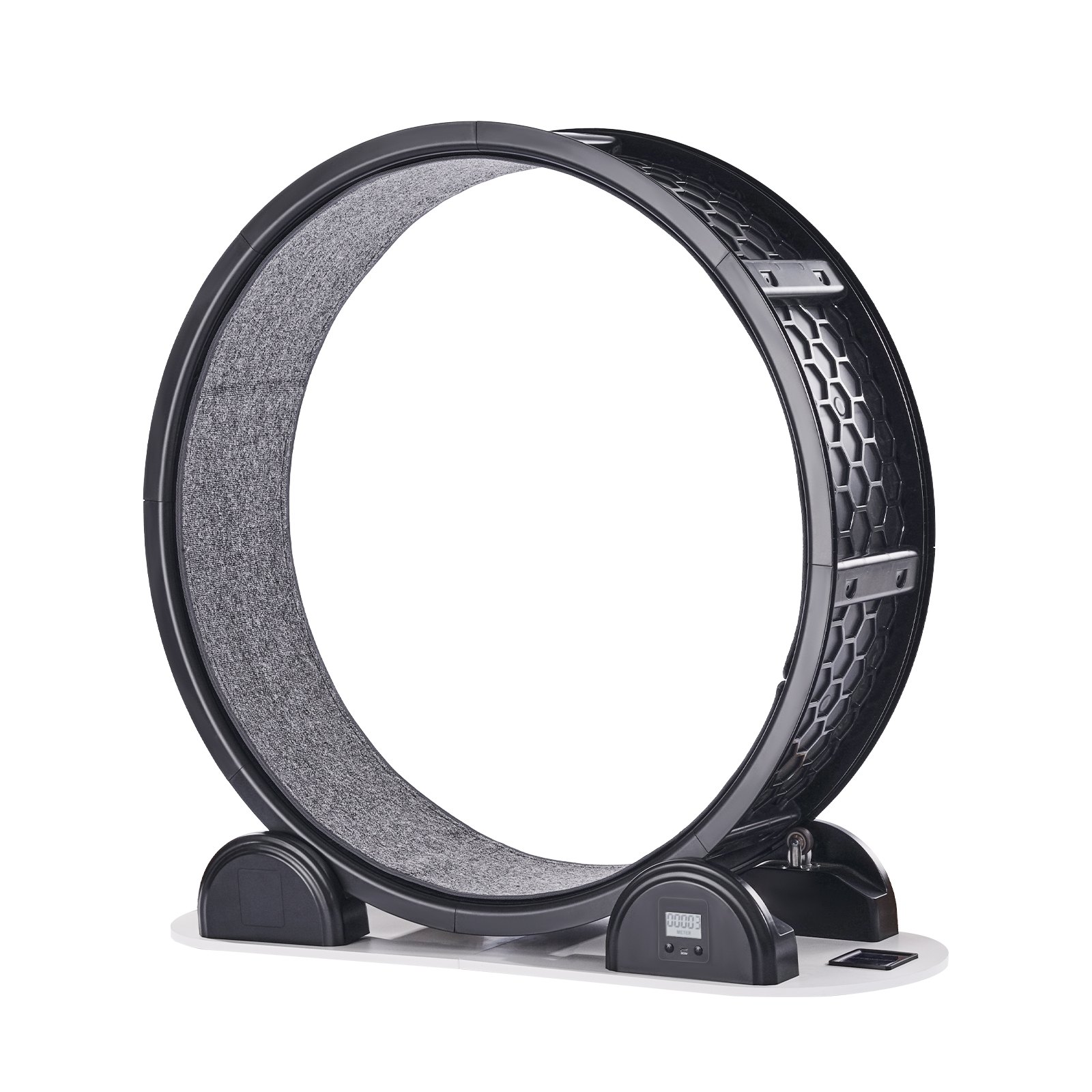 VEVOR Ruota per Esercizi per Gatti, Ruota per Correre con Freno e Pista in Moquette, Contapassi, Tapis Roulant Silenzioso per Gatti Sotto 13,6 kg, Attrezzo Fitness per Animali Domestici, 1038 mm Nero