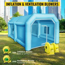 VEVOR Tenda Gonfiabile 4 x 2.5 x 2.2m in Tessuto Oxford PVC per Vernice Riparazione dell'Auto Lavoro Esterno, Set di Tenda Gonfiabile con Porte e Finestre Ventilatore 750W all'Aperto Garage Officina