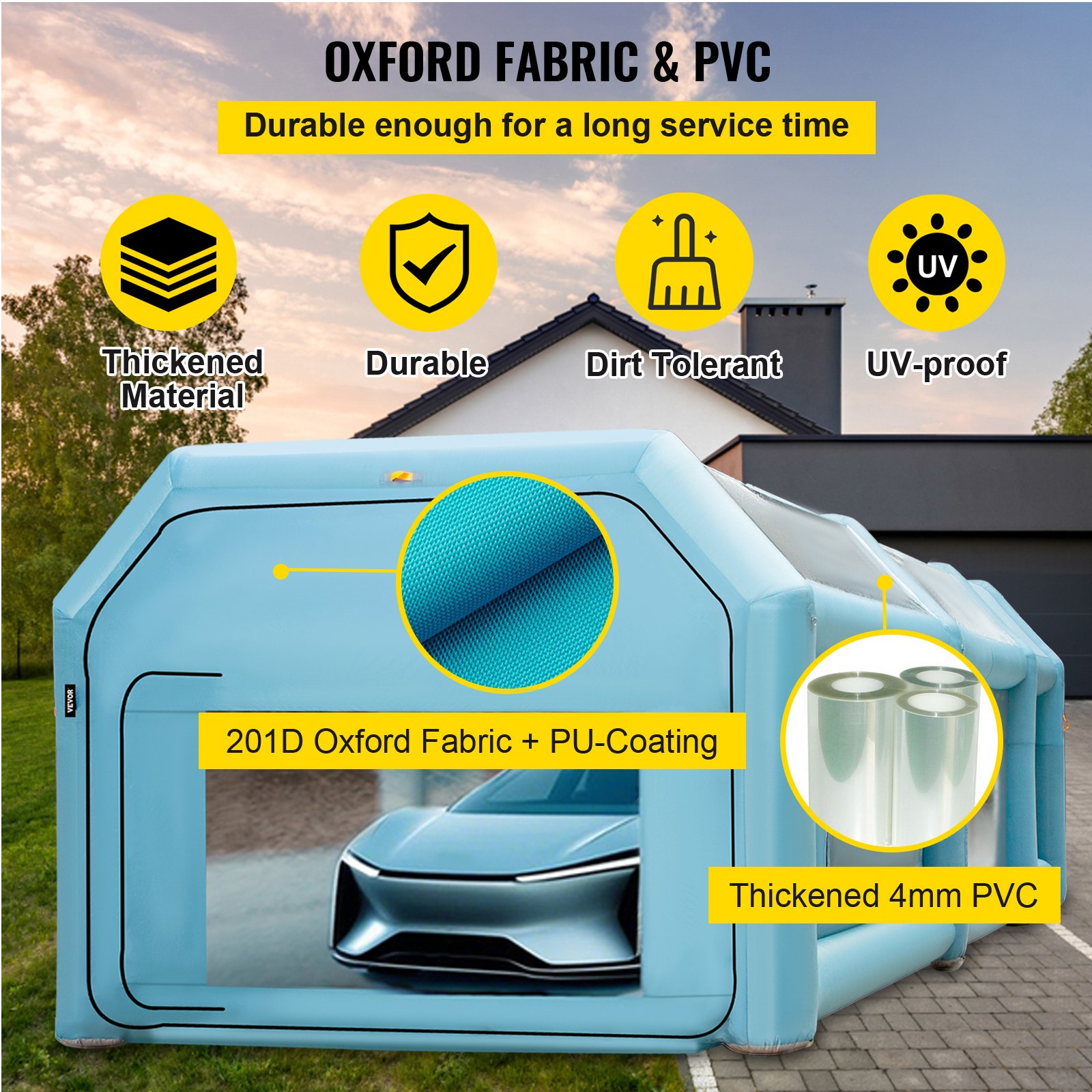 VEVOR Portable Inflatable Paint Booth, 8.5 x 4.6 x 3 m Inflatable Spray Booth, Car Painting Tent with Air Filtration System and 2 Blowers, Spray Booth Tent, Car Painting Workstation, Car Parking Garage