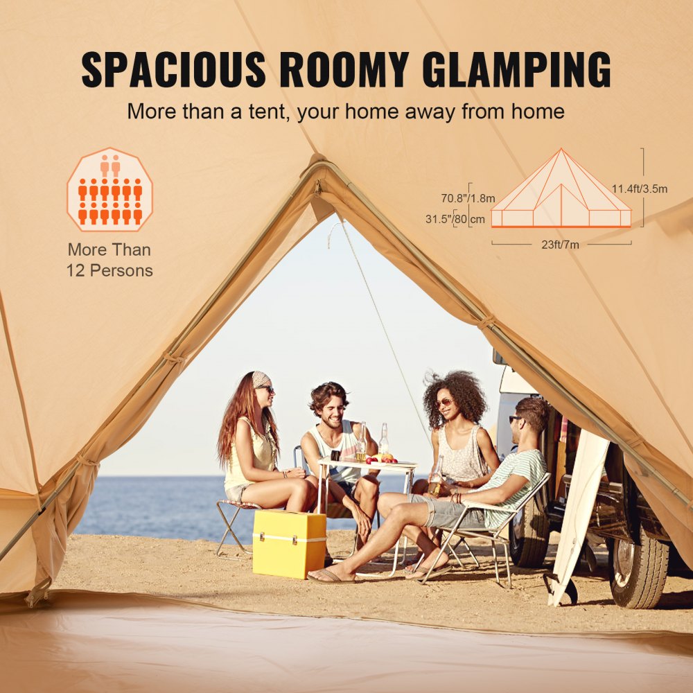 Tenda a Campana Tenda Yurta Diametro 7m. Tenda Glamping Tenda di Tela con Stufa