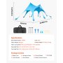 VEVOR Tenda Parasole da Spiaggia Protezione Solare UPF 50+ Portatile Capienza 10-12 Persone, Tenda da Spiaggia da Sole Sacchi di Sabbia Ancoraggio Pali di Supporto, per Campeggio Viaggio Pesca, Blu