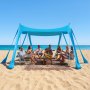 VEVOR Tenda Parasole da Spiaggia Protezione Solare UPF 50+ Portatile 3x3x2 m, Tenda da Spiaggia Parasole con Sacchi di Sabbia Ancoraggio Pali di Supporto, per Campeggio Viaggio Pesca, Blu