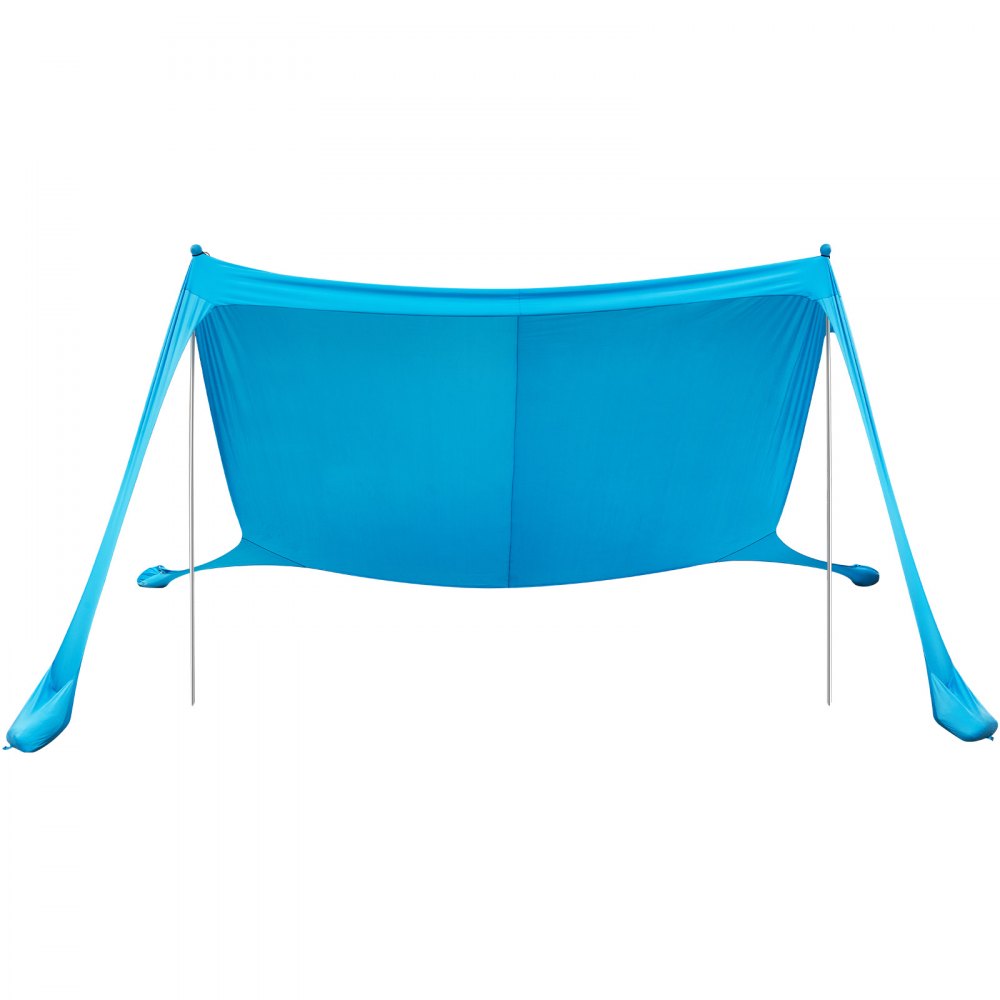 VEVOR Tenda Parasole da Spiaggia per Esterno Protezione Solare UPF50+ con Ancoraggio Dimensioni 3,4 x 3,4 x 2 m, Parasole da Spiaggia con Pali di Supporto Tenda Portatile per Campeggio Viaggio, Blu