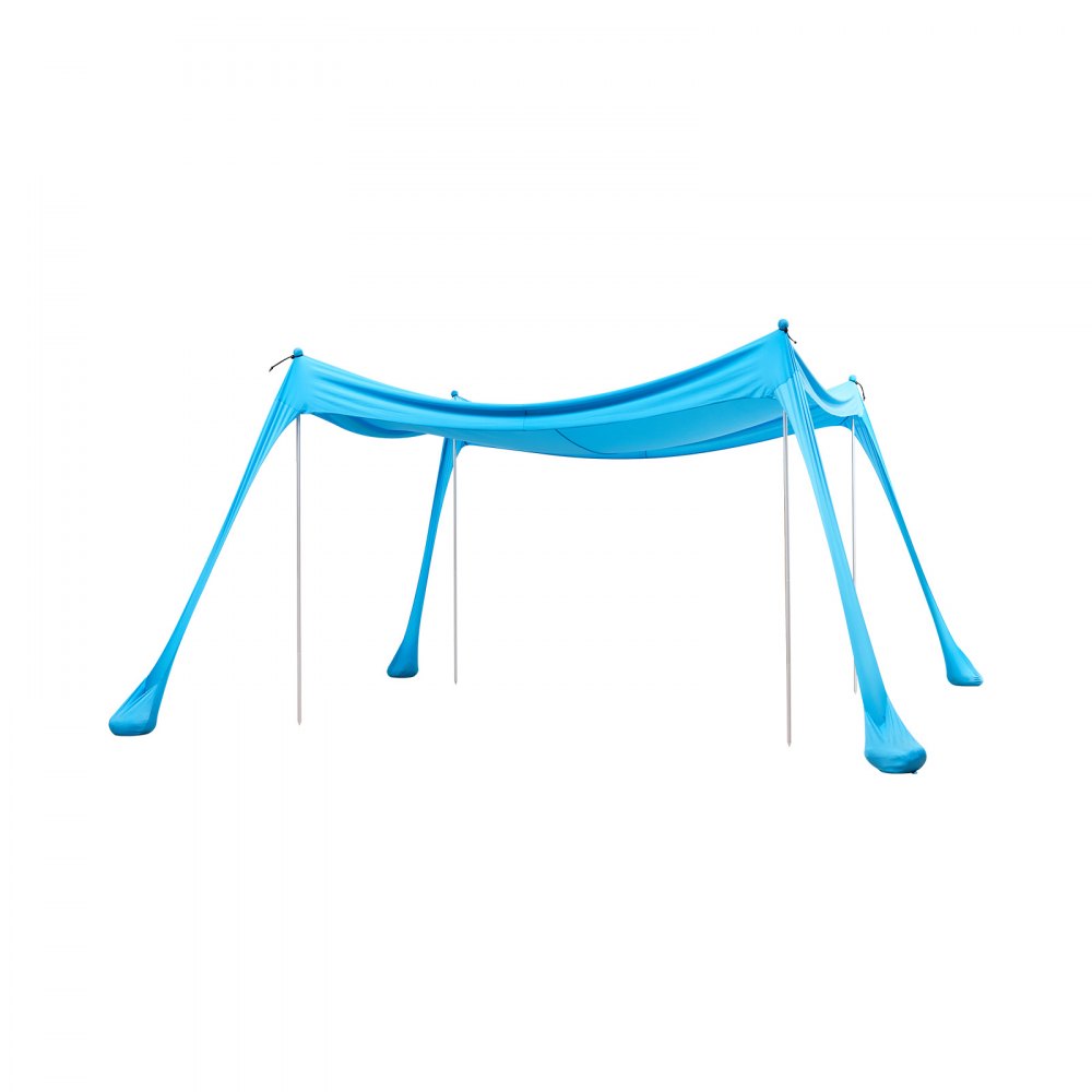 VEVOR Tenda Parasole Portatile da Spiaggia per Esterno Protezione Solare UPF 50+ 3 x 3 x 2 m, Parasole da Spiaggia con Pali di Supporto Ancoraggio Tenda Portatile per Campeggio Viaggio Pesca, Blu