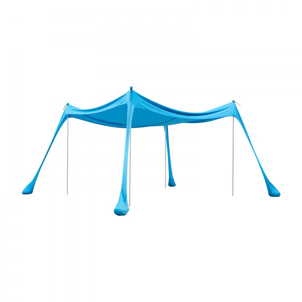 VEVOR Tenda Parasole Portatile da Spiaggia per Esterno Protezione Solare UPF 50+ 3 x 3 x 2 m, Parasole da Spiaggia con Pali di Supporto Ancoraggio Tenda Portatile per Campeggio Viaggio Pesca, Blu