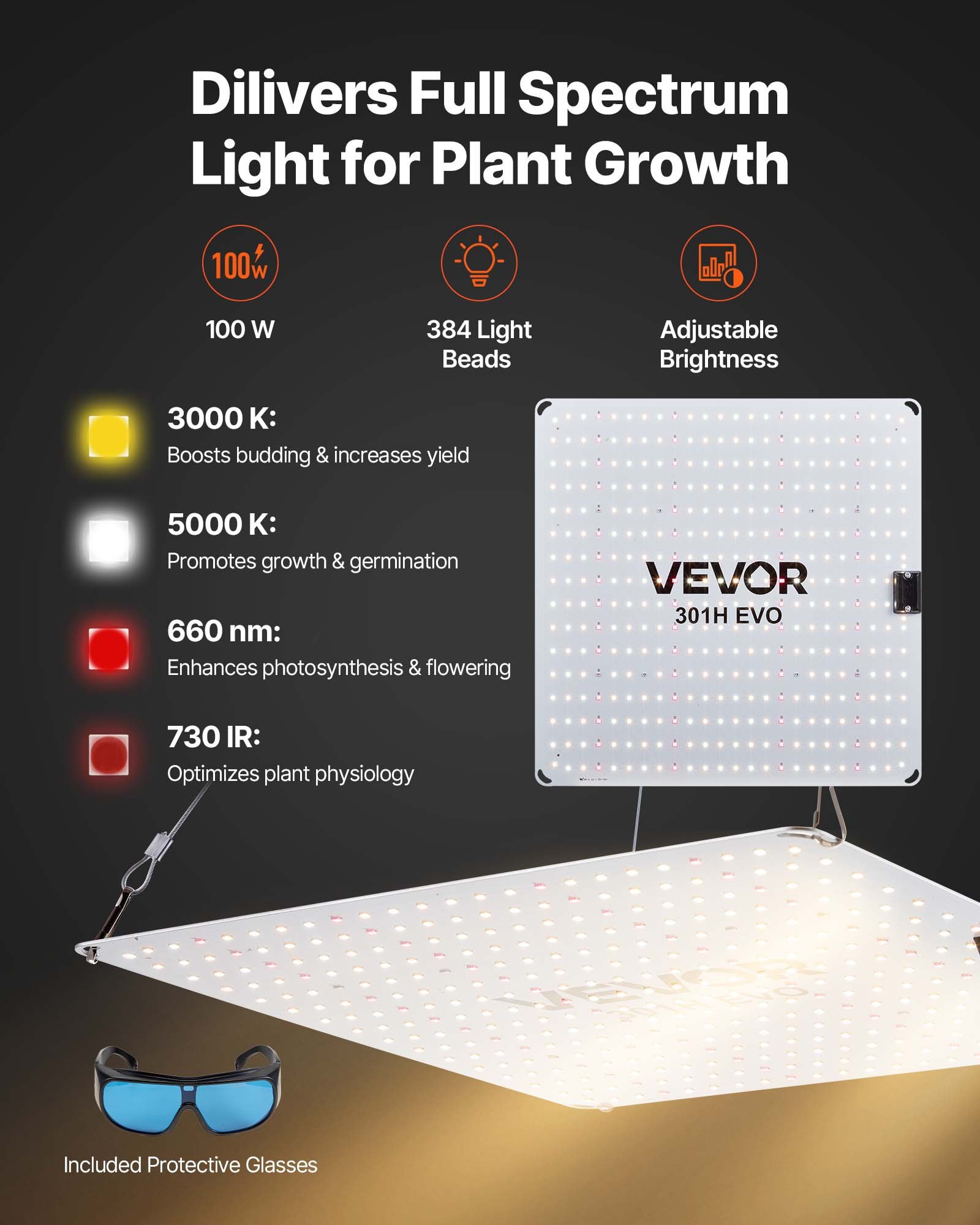 VEVOR Kit Completo per Tenda da Coltivazione da Interno 60x60x180 cm Tenda da Coltivazione con Illuminazione LED a Spettro Completo, Sistema di Ventilazione, Mylar 600D, per Fiori Verdure