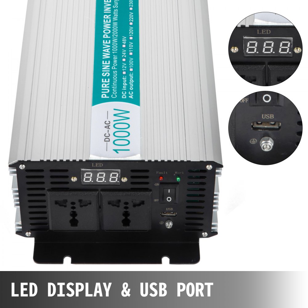 Power Inverter 1000w 2000w Onda Sinusoidale Pura Dc 12v A Ac 220v Convertitore