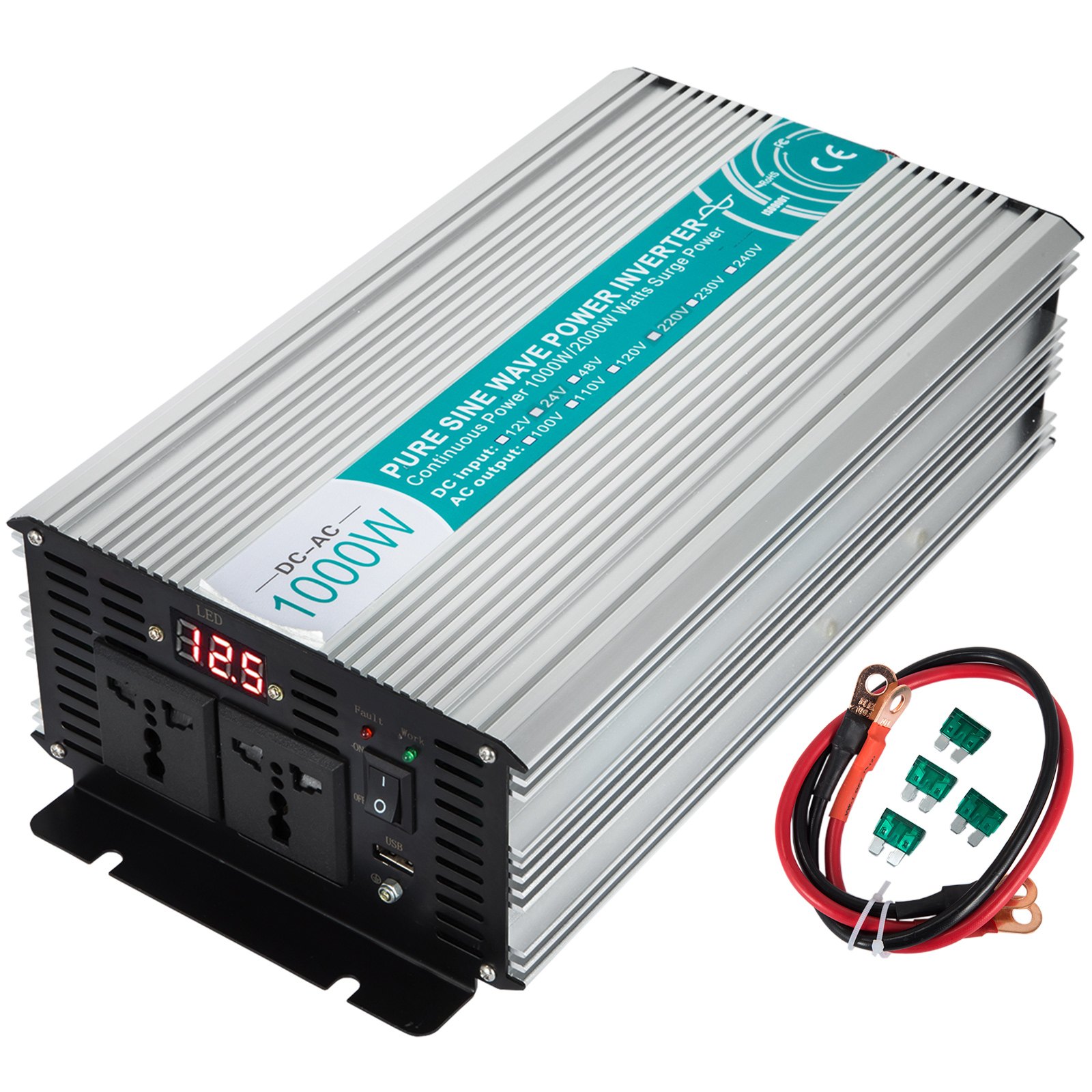 Power Inverter 1000w 2000w Onda Sinusoidale Pura Dc 12v A Ac 220v Convertitore