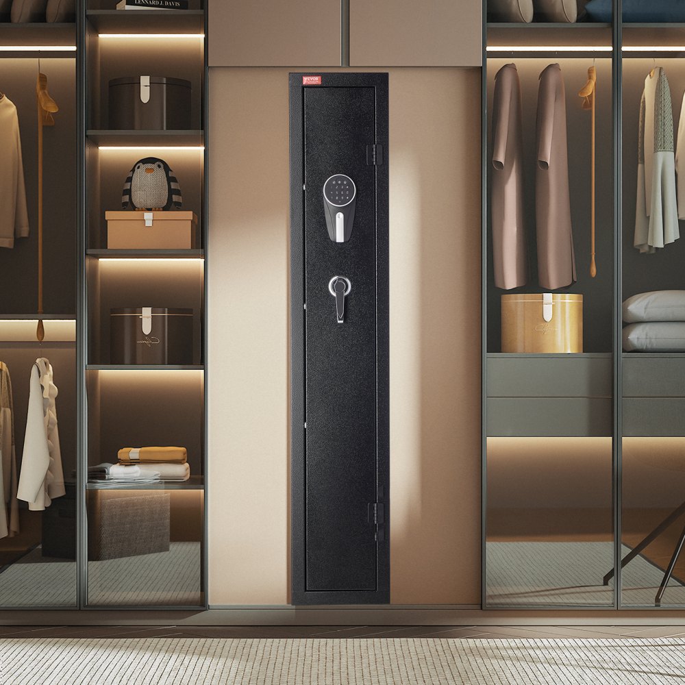 VEVOR Cassaforte per Armi Fuciliera 250 x 220 x 1335 mm, Armadio Ignifugo per Fucili in Acciaio Laminato a Freddo per Impieghi Gravosi con Tastiera Digitale e Chiave, Grande Armadio per Armi Lunghe