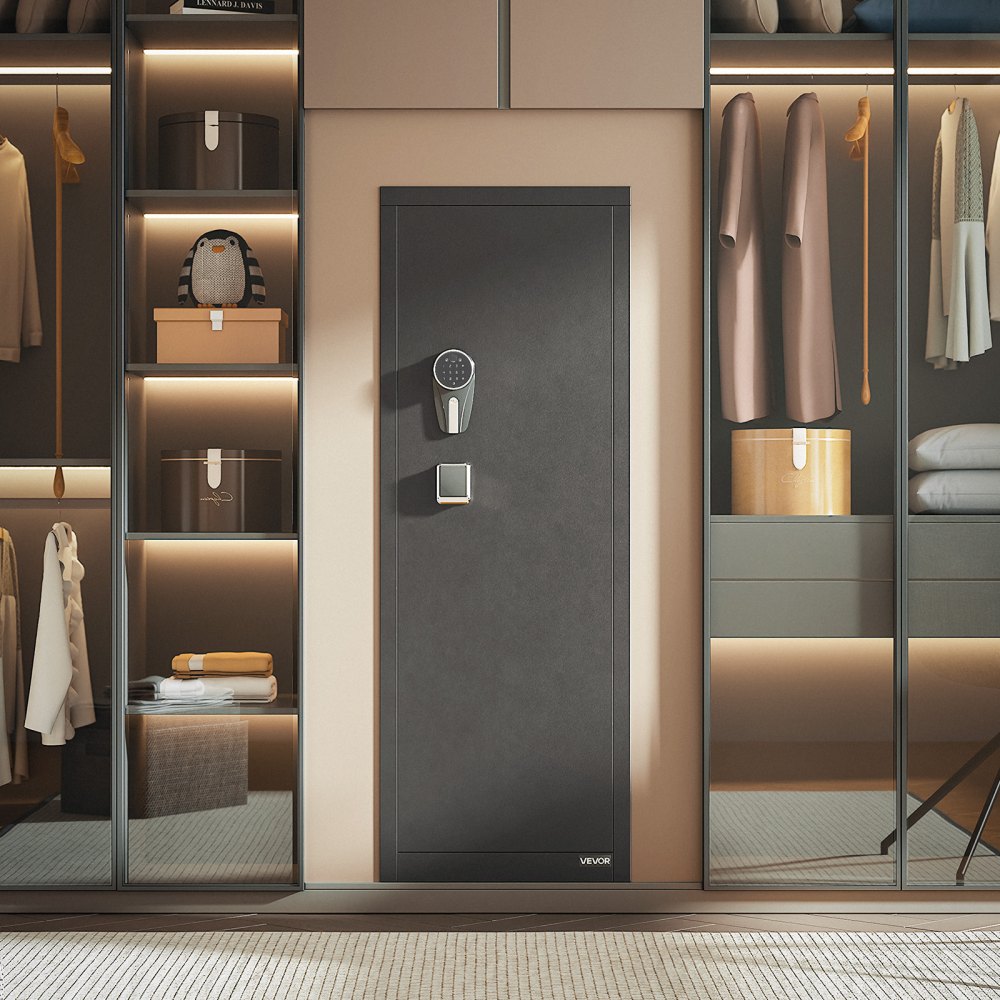 VEVOR Cassaforte Armadio Portafucili da 8 a 10 Armi, Cassaforte per Armi da Fuoco con Impronta Digitale e Password e Chiavi, con 3 Tasche per Supporti Regolabili, Accesso Rapido, per la Casa