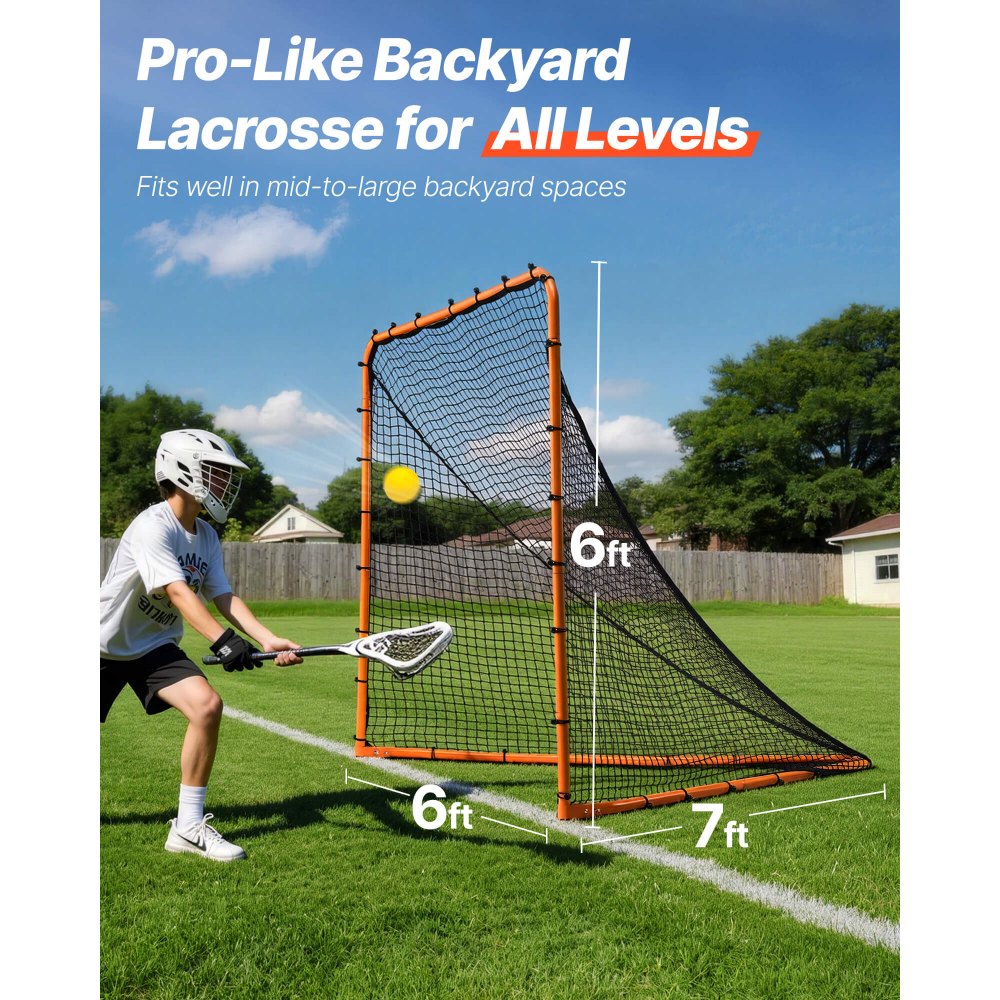 VEVOR Lacrosse Goal, 6' x 6' Lacrosse Net, Foldable Portable Backyard Lacrosse Training Equipment, Steel Frame Training Net, Quick and Easy to Set Up Lacrosse Goal, Perfect for Training