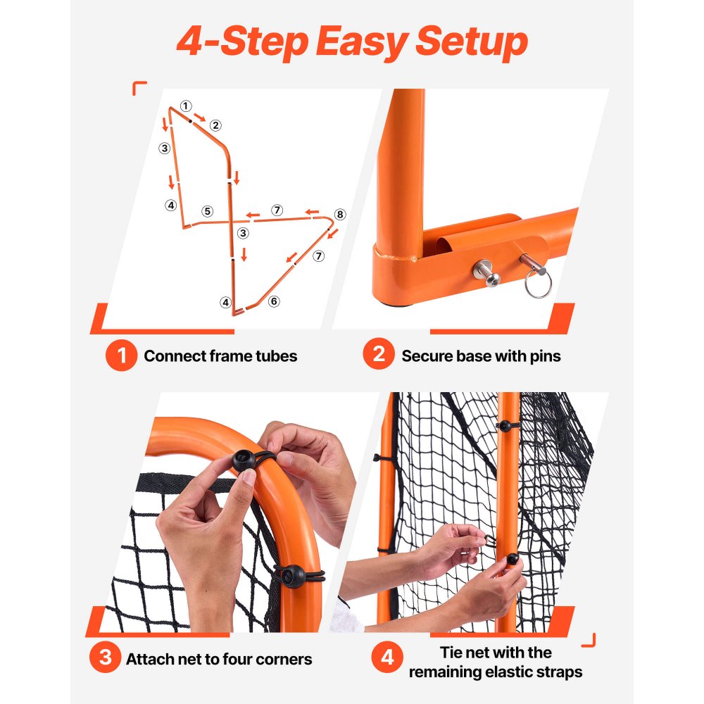 VEVOR Lacrosse Goal, 6' x 6' Lacrosse Net, Foldable Portable Backyard Lacrosse Training Equipment, Steel Frame Training Net, Quick and Easy to Set Up Lacrosse Goal, Perfect for Training