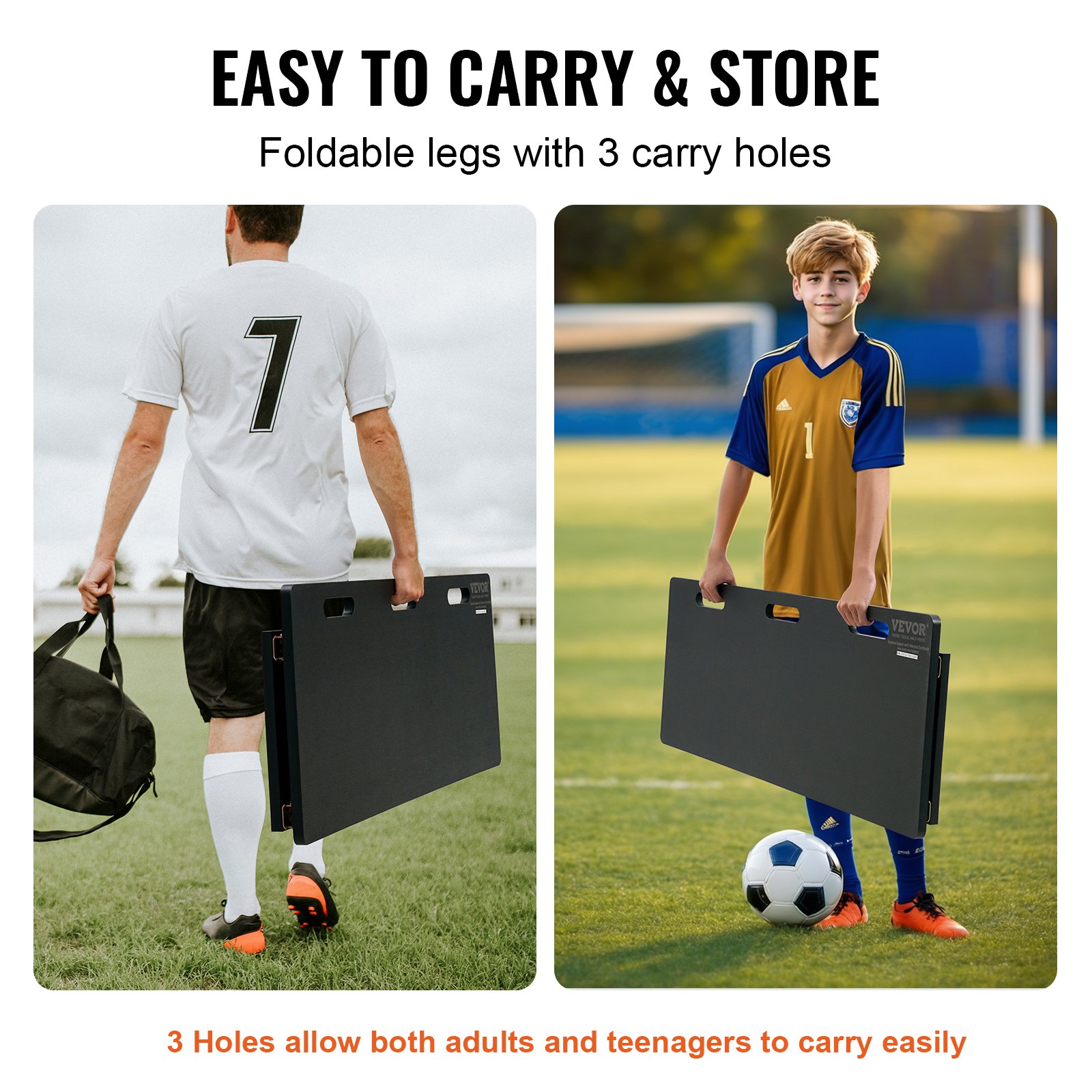 VEVOR Pedana da Rimbalzo da Calcio, Muro da Calcio Portatile 114,3 x 45,72 cm con Rimbalzo a 2 Angoli, Pedana da Rimbalzo Pieghevole in HDPE, Attrezzatura da Allenamento Pratica di Passaggio e Tiro