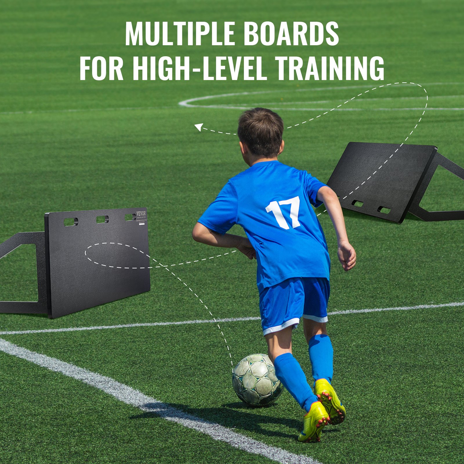 VEVOR Pedana da Rimbalzo da Calcio, Muro da Calcio Portatile 114,3 x 45,72 cm con Rimbalzo a 2 Angoli, Pedana da Rimbalzo Pieghevole in HDPE, Attrezzatura da Allenamento Pratica di Passaggio e Tiro