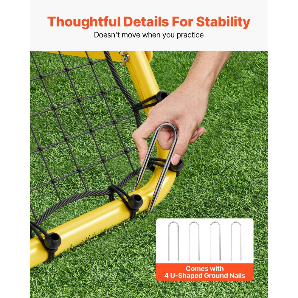 VEVOR Football Rebound Net 40 x 35 x 37 inches, portable football goal net with fully adjustable angles, aids and equipment for all ages, kick-back rebounder