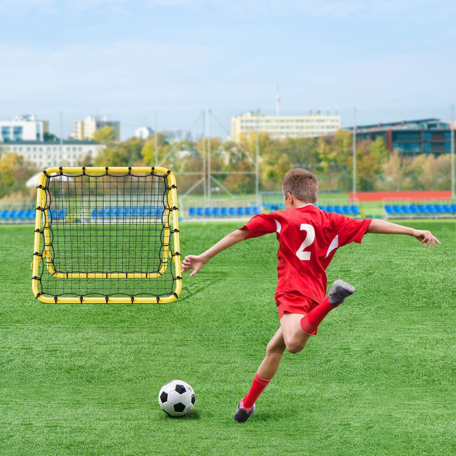 VEVOR Rete da Rimbalzo da Calcio 1016 x 889 x 939,8 mm Rete da Porta con Angoli Completamente Regolabili, Strumenti e Attrezzature per Tutte le Età, Facile Installazione e Conservazione Perfetta