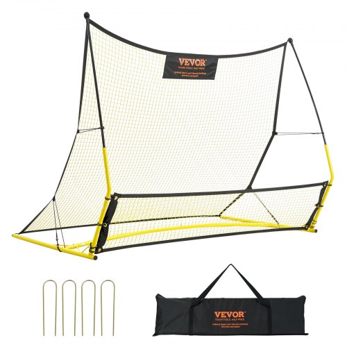 VEVOR Rete da Calcio Rimbalzo 183x130 cm Rete da Calcio Rimbalzo per Allenamento 2 in 1 Tubo in Ferro con Borsa Portatile per Allenamento Sportivo, Rete da Calcio Pieghevole per Allenamento Sportivo