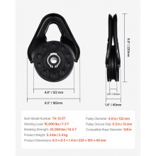 VEVOR 14,5 T Snatch Block Sistema Carrucole Corda 9,5 mm Recupero Fuoristrada