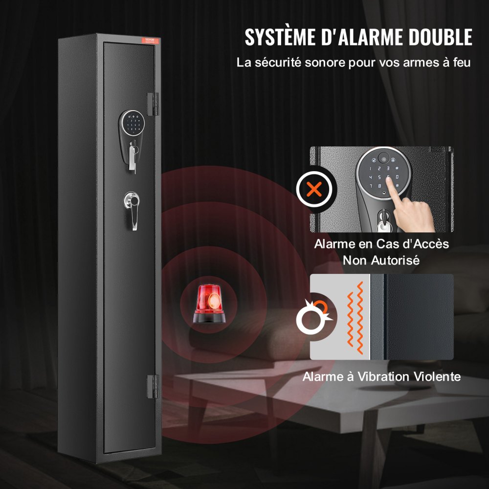 VEVOR Cassaforte per Armi 2 pezzi, Cassaforte per Armi con Serratura e Tastiera Digitale, Armadietto per Armi ad Accesso Rapido con Ripiano Rimovibile, Rastrelliera per Armi