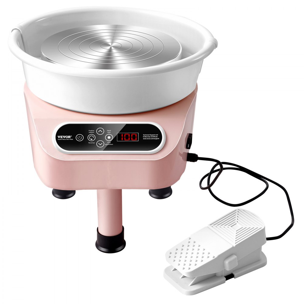 VEVOR Pottery Wheel, 28 cm Pottery Shaping Machine, 450 W Electric Pottery Wheel with Pedal & LCD Touchscreen, Direct Drive Ceramic Wheel & 3 Support Legs for DIY Crafts, Pink