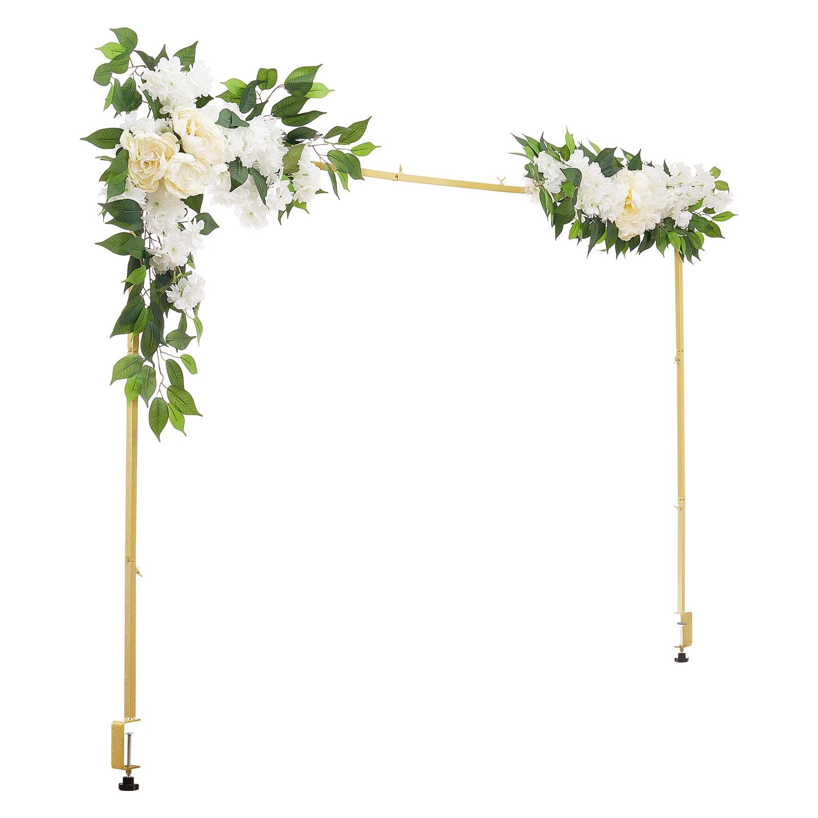 VEVOR Arco da Tavolo con Morsetti, Lunghezza e Altezza Regolabile, Supporto per Asta da Tavolo per Feste con Accessori Floreali, Cornice per Palloncini Dorata per Decorazioni Natalizie per Matrimoni