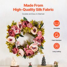 VEVOR Ghirlanda Decorativa Artificiale, 48,26 cm, Rosa, Decorata conPeonie, Ortensie, Velo di Bambino, Ghirlanda per Tutto l'Anno per Decorazioni Interni Esterni, Pareti di Casa, Festival, Matrimoni