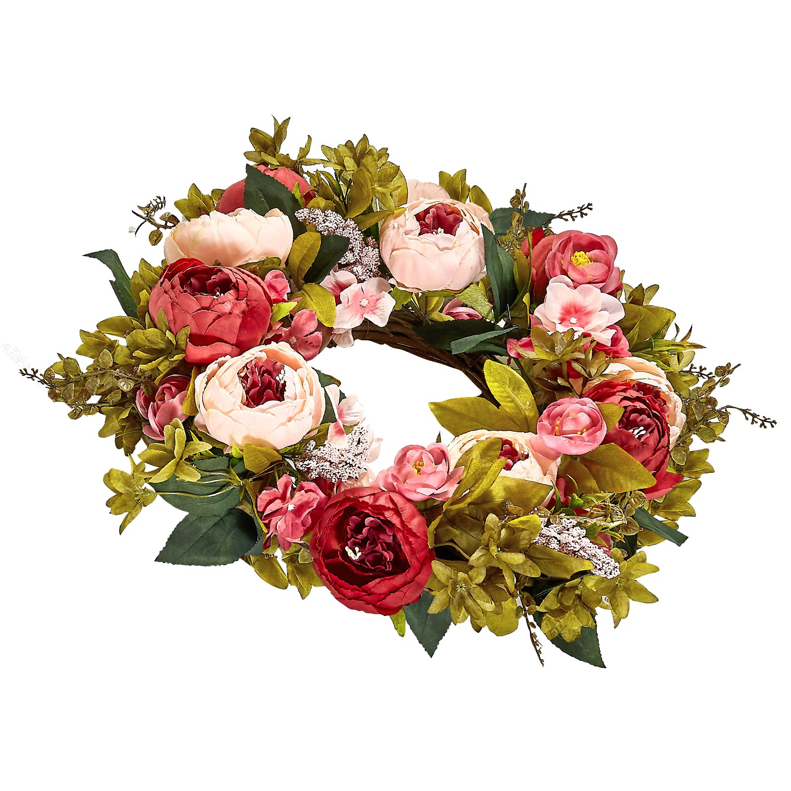 VEVOR Ghirlanda Decorativa Artificiale, 48,26 cm, Rosa, Decorata conPeonie, Ortensie, Velo di Bambino, Ghirlanda per Tutto l'Anno per Decorazioni Interni Esterni, Pareti di Casa, Festival, Matrimoni