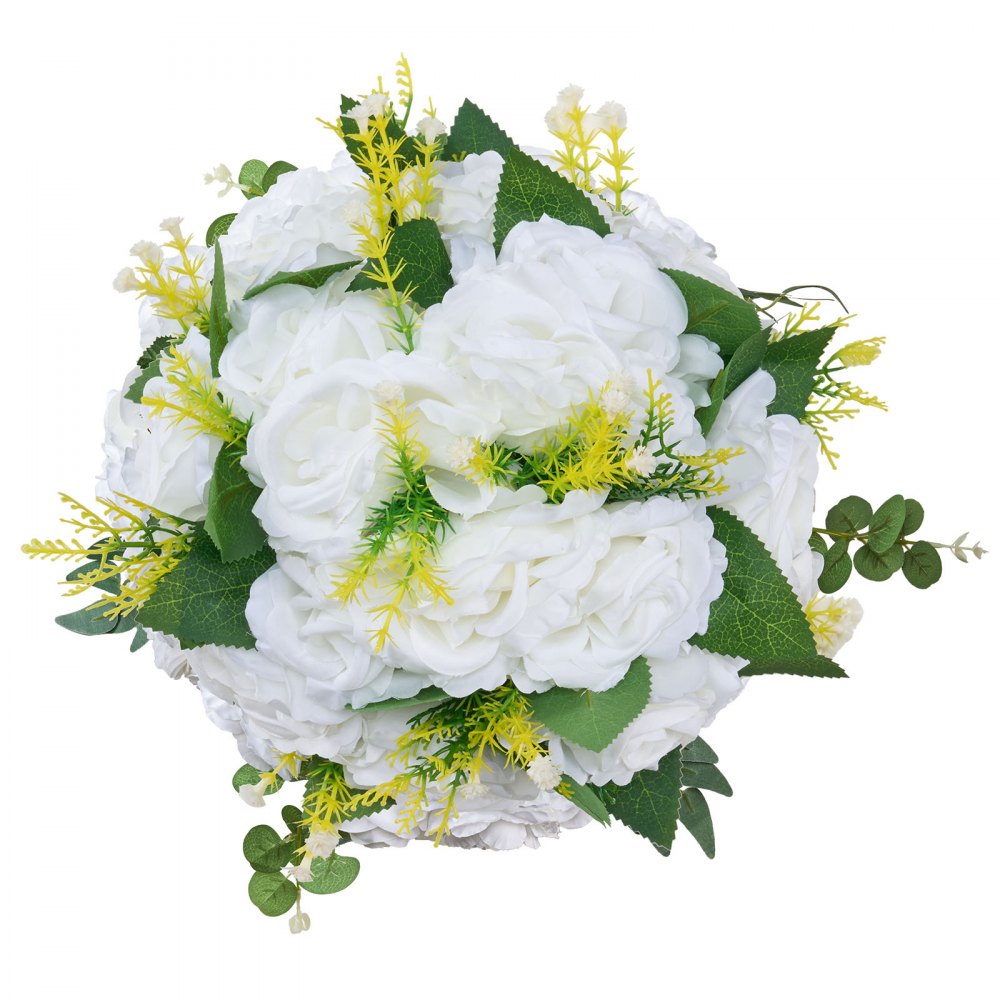 VEVOR Bouquet di Fiori Artificiali, 10 Pezzi, Diametro 24 cm, Centrotavola di Rose per Matrimonio, Composizioni Floreali Finte per Cerimonie, Ricevimenti, Feste, Decorazioni per Esterni, Bianco
