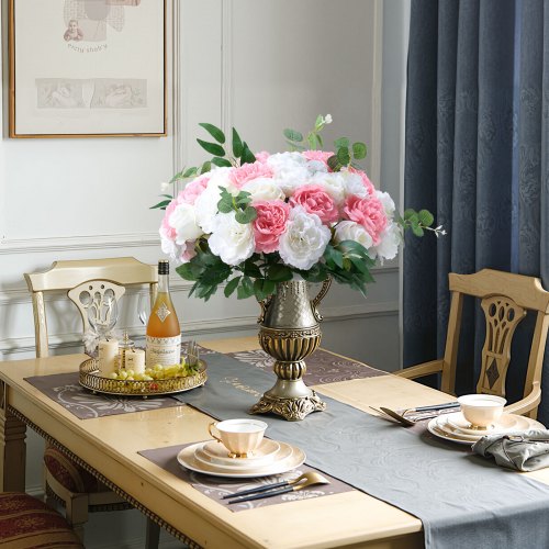 Set Di Fiori Artificiali Per Centrotavola – Composizione Fai Da Te Con 20 Steli, Inclusi Dalie, Rose E Crisantemi (Champagne)