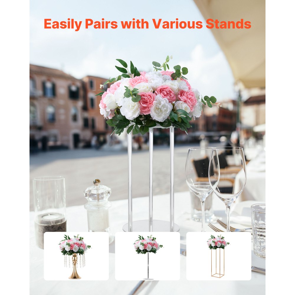 VEVOR Flower Ball Arrangement Bouquet 10 PCS, 450 mm Diameter Artificial Flower Balls Wedding Table Centerpieces, Rose Arrangements for Wedding Centerpiece Home Decorations, Pink and White Roses