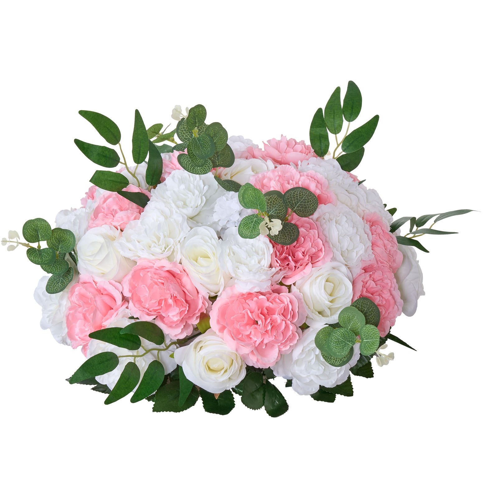 VEVOR Flower Ball Arrangement Bouquet 10 PCS, 450 mm Diameter Artificial Flower Balls Wedding Table Centerpieces, Rose Arrangements for Wedding Centerpiece Home Decorations, Pink and White Roses
