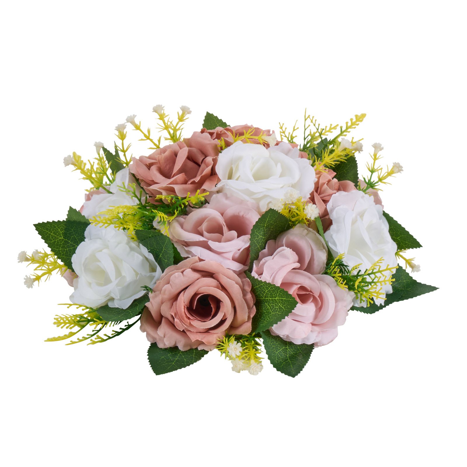 VEVOR Bouquet di Fiori Artificiali, 10 Pezzi, Diametro 24 cm, Centrotavola di Rose per Matrimonio, Composizioni Floreali Finte per Cerimonie, Ricevimenti, Decorazioni per Esterni, Bianco e Rosa