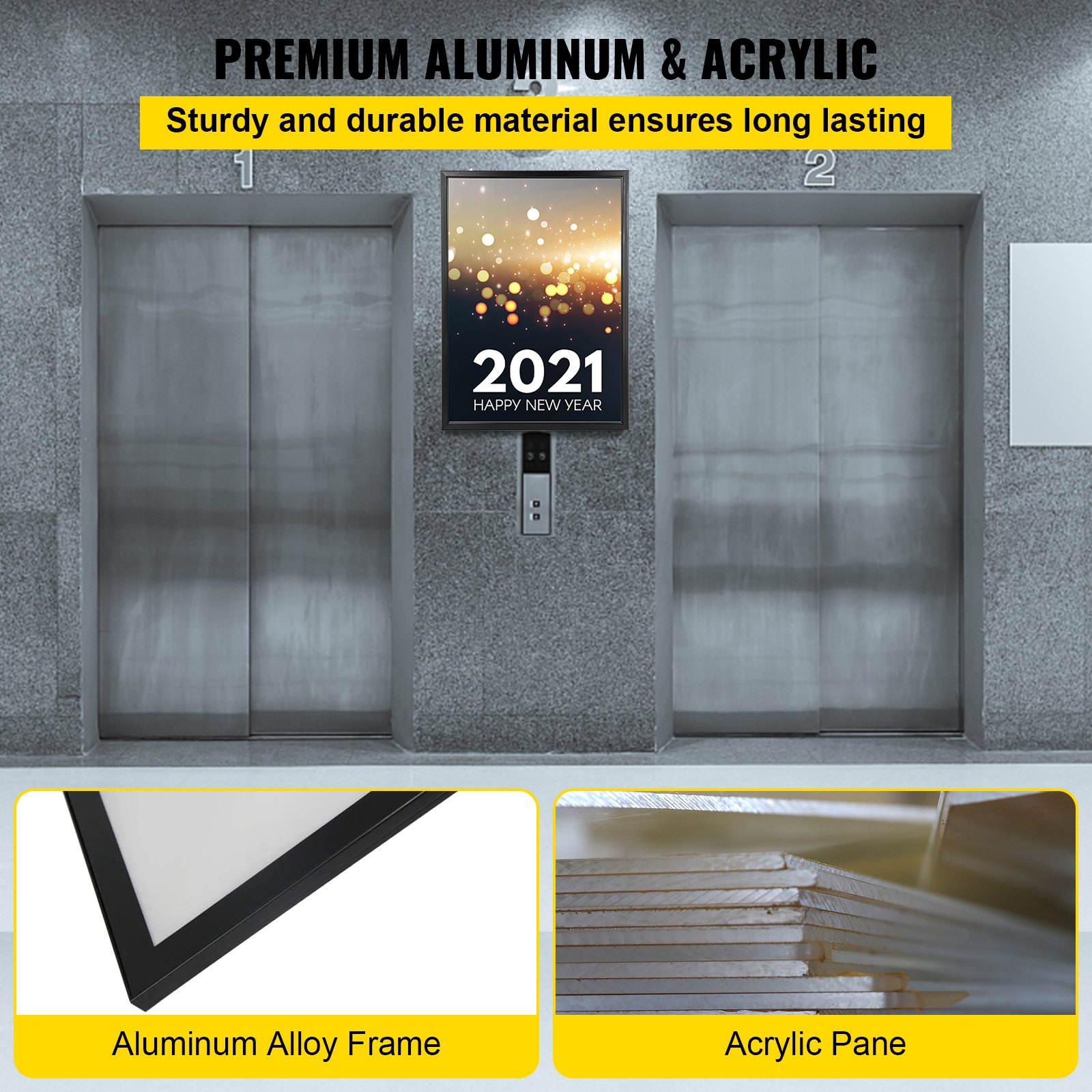 Portaposter Cornice a Scatto con Luce a LED per Pubblicità Espositori 900x650mm