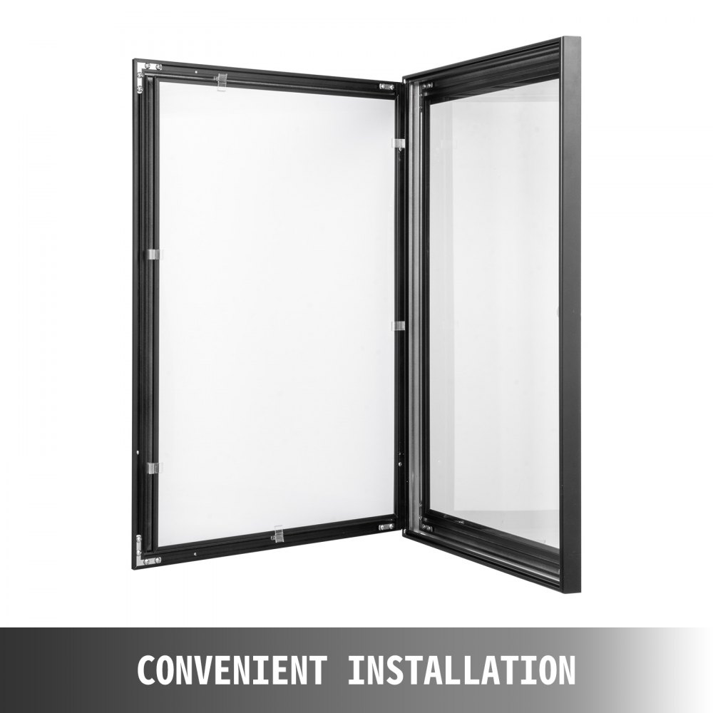 VEVOR Bacheca Chiusa con Anta Battente per Interni 49cmx36cm Cornice per Poster Bloccabile con 2 Chiavi Espositore da Parete nero in Lega di Alluminio Impermeabile