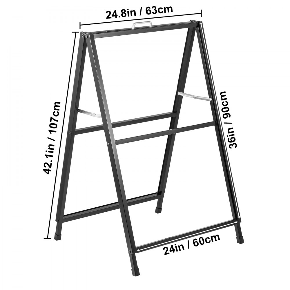 VEVOR Espositore da Marciapiedie A-Frame, 60,96 x 91,44cm Supporto per Poster, ALS-C Cornice per Poster Inserito, Cartello for Insegna in Alluminio, Colore Argento Cavalletto Pubblicitario, per Mostre