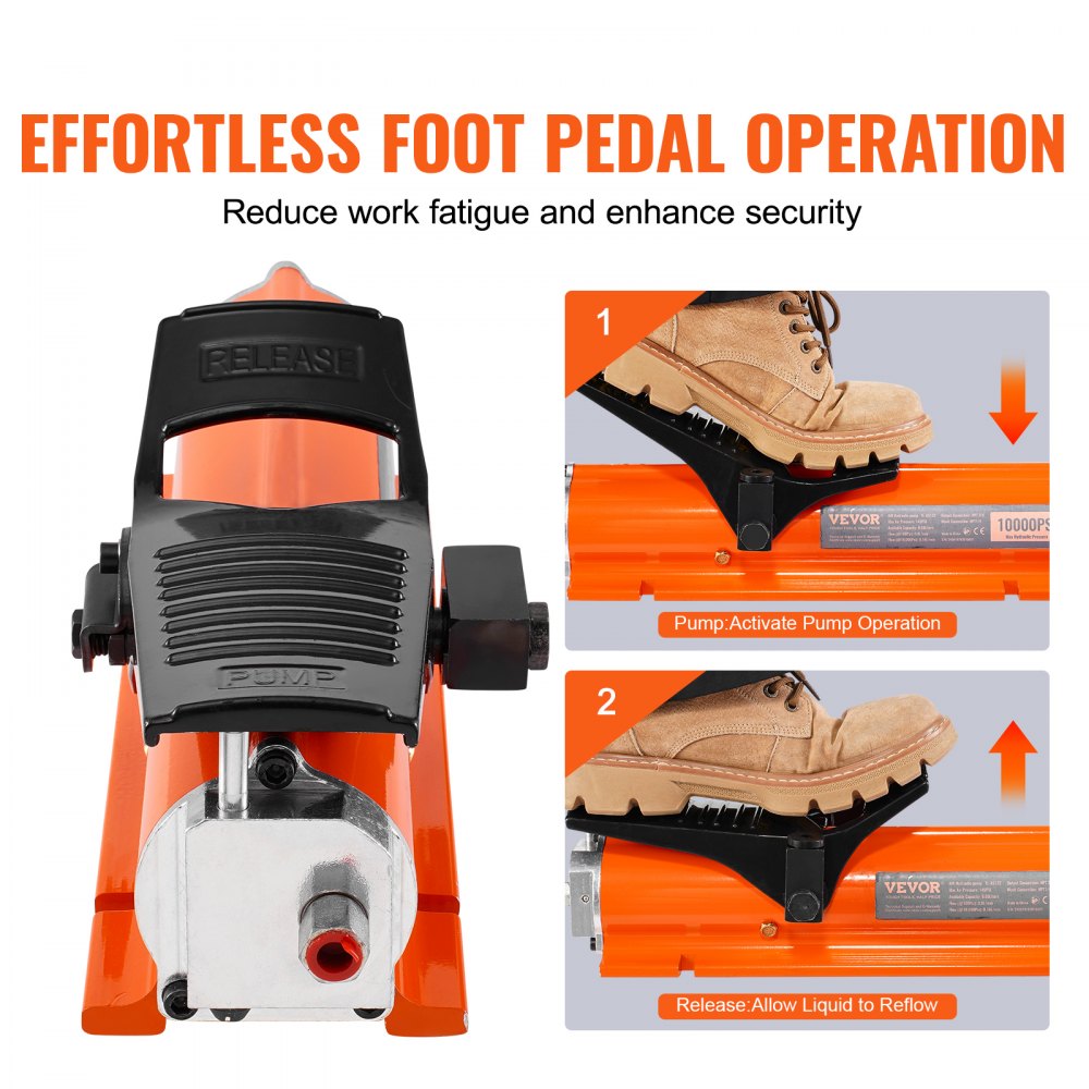 VEVOR Pompa Idraulica Pneumatica da 703,06 kgf/cm² Pompa a Pedale Azionata ad Aria con Guscio Metallico, Serbatoio 0,69 L Uscita Olio NPT 16,66 mm Ingresso NPT 13,7 mm per Attrezzature Aerospaziali