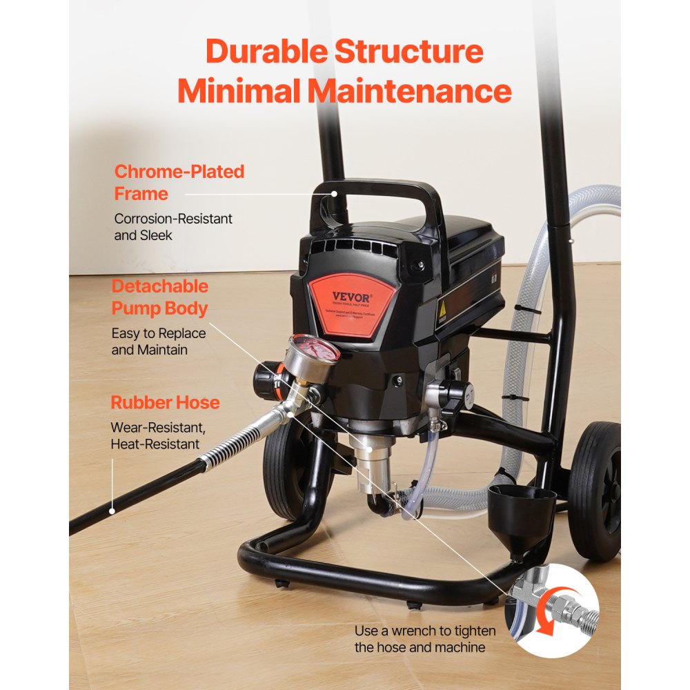 VEVOR Spruzzatore Airless per Vernice con Supporto, Alta Efficienza da 950 W 3000 PSI, Effetto Pittura Fine e Uniforme, Spruzzatori di Vernice per Mobili e Recinzioni Interni ed Esterni Domestici