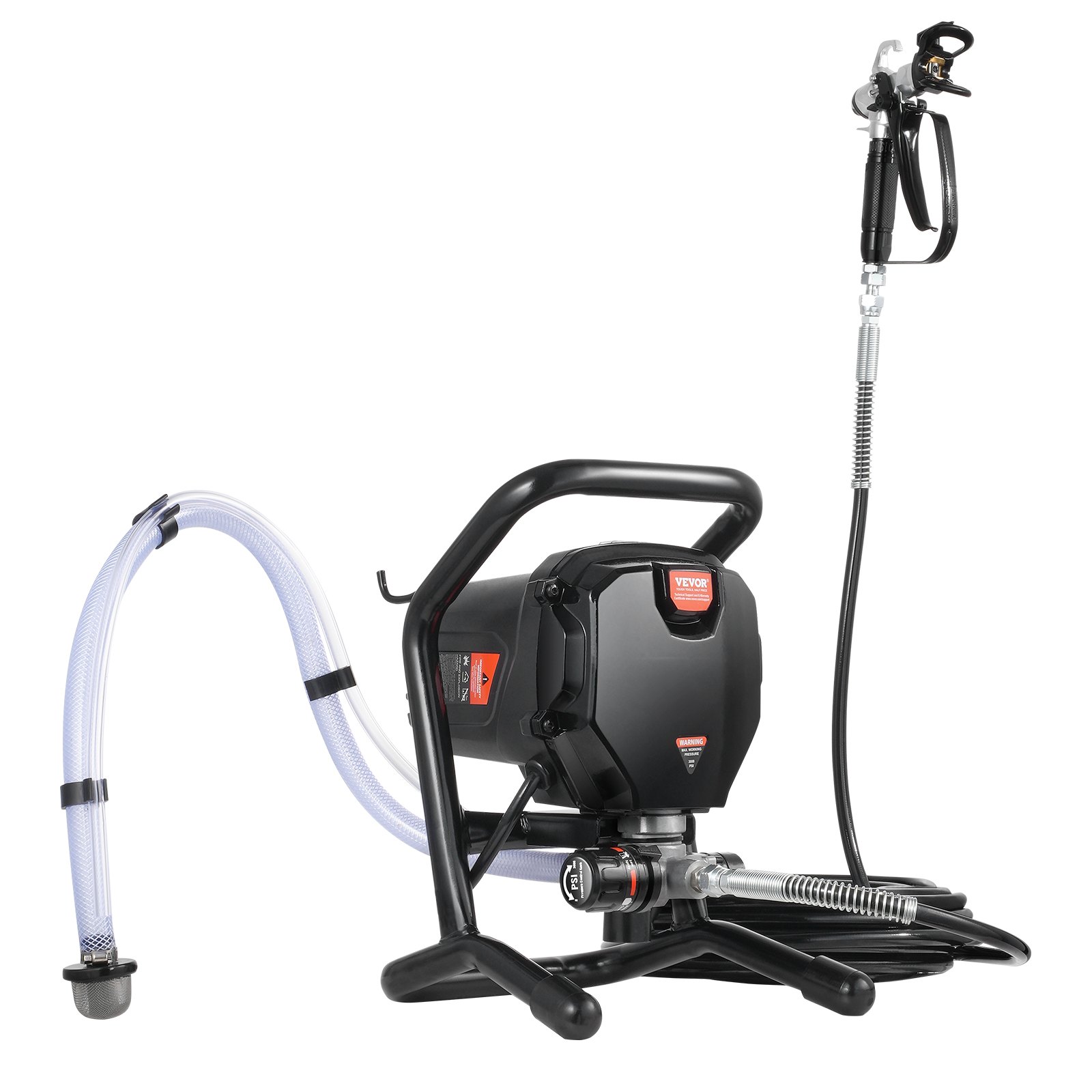 VEVOR Spruzzatore Airless per Vernice con Supporto, Spruzzatore Airless Elettrico ad Alta Efficienza da 750 W 3000 PSI, Effetto Verniciatura, per Mobili e Recinzioni Interni ed Esterni di Casa